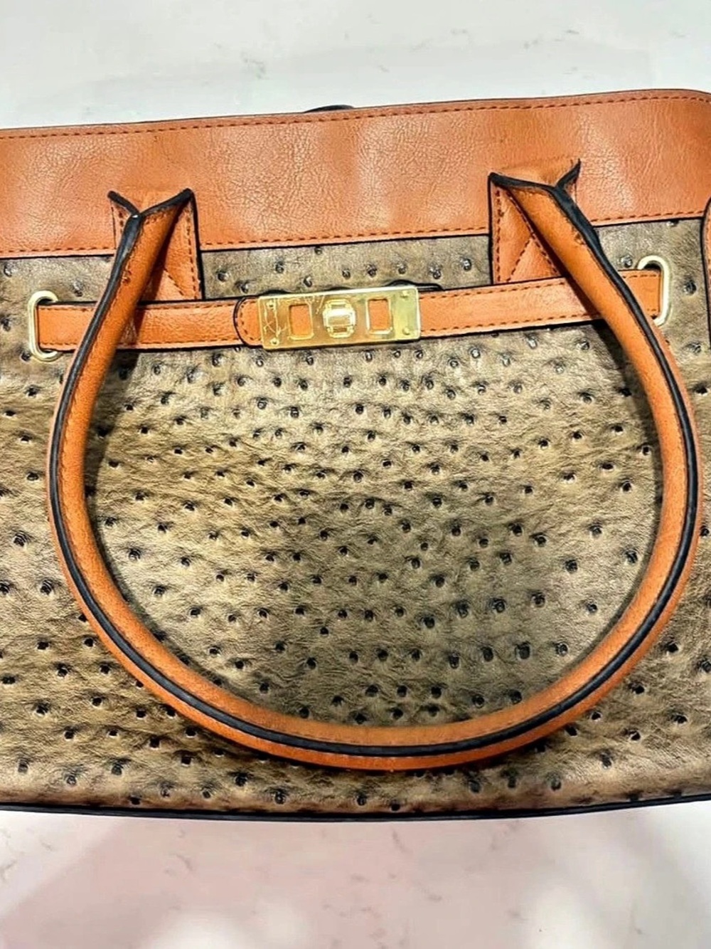 Animal Print Satchel in Brown & Gray